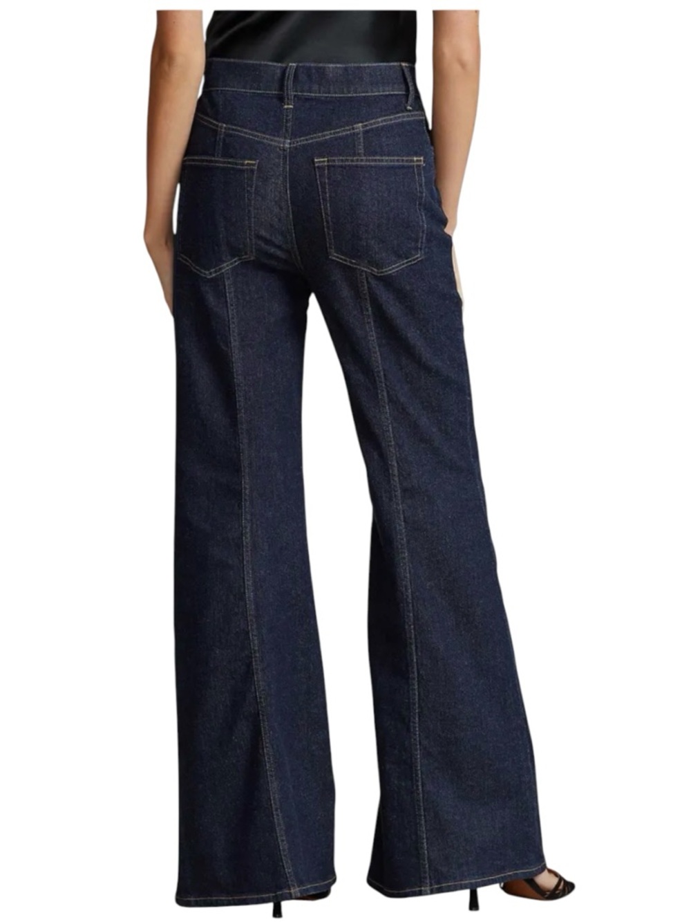 Polo Ralph Lauren High Rise Flared Jeans Dark Wash Seam Detail Size 0 XS - Picture 2 of 13